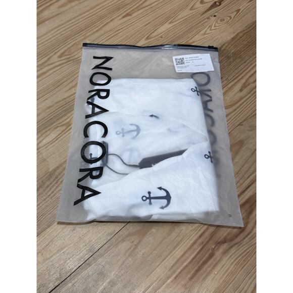 Noracora Women’s Size XL White Mid Length Shirt Dress Short Sleeve Blue Anchor - Picture 7 of 7